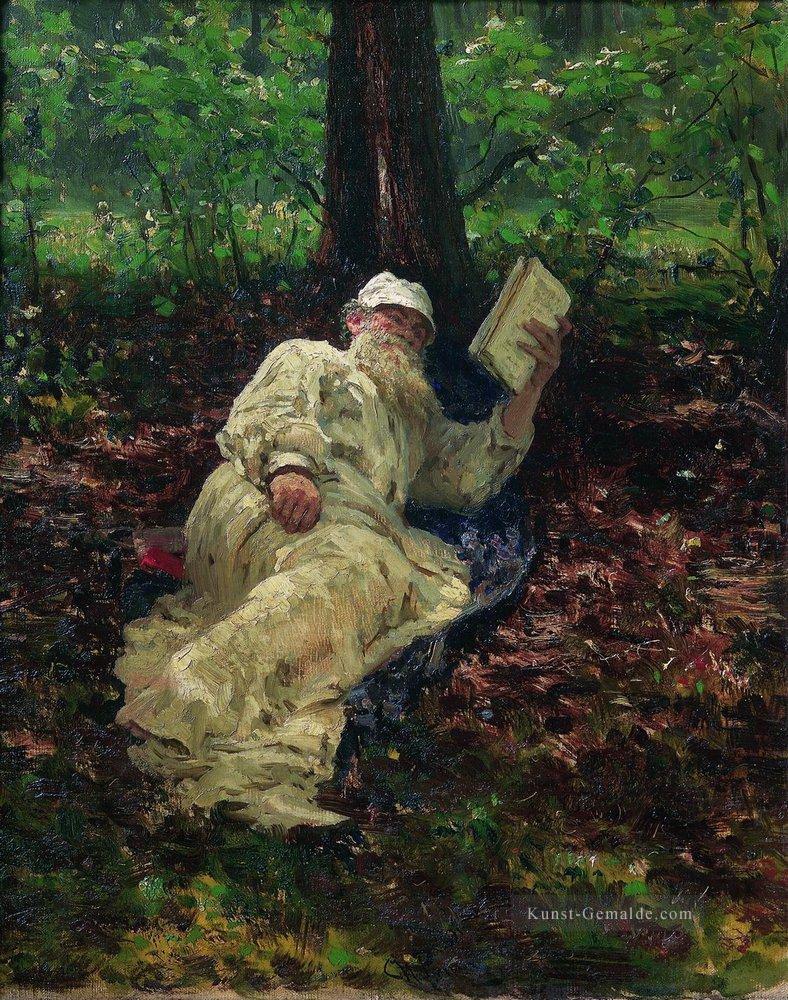 Leo Tolstoi im Wald 1891 Ilya Repin Ölgemälde